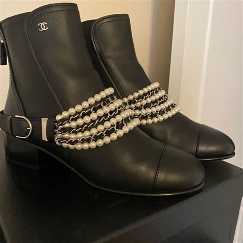 chanel boots with pearls 2021|Chanel women's high heel shoes.